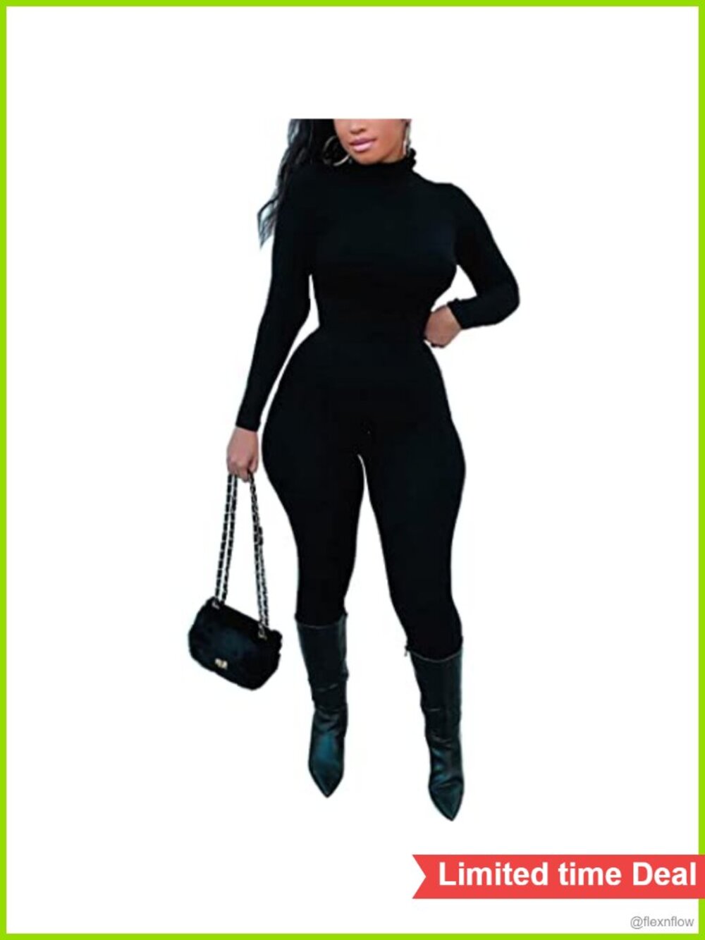 Long Sleeve Turtleneck Bodycon Jumpsuit One Piece Romper Clubwear